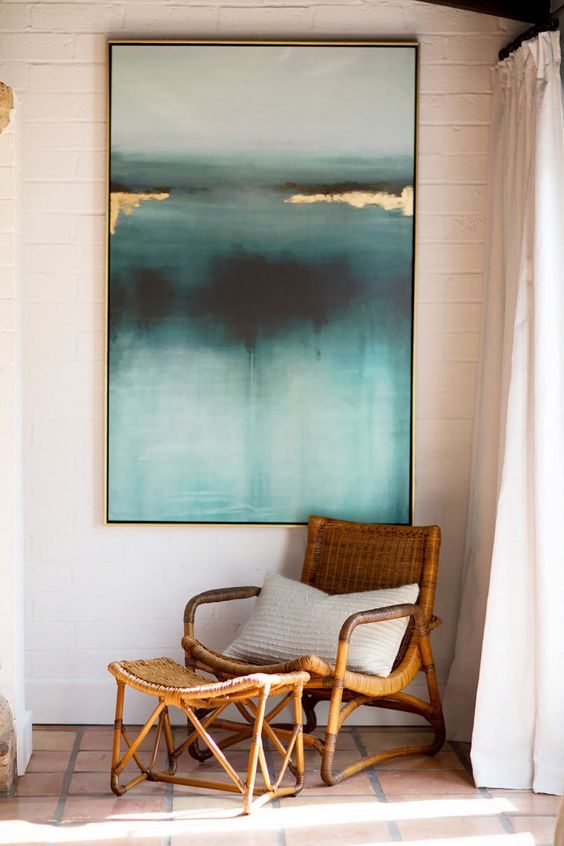 a bold and deep-colored artwork is a great way to make an accent and spruce up the space
