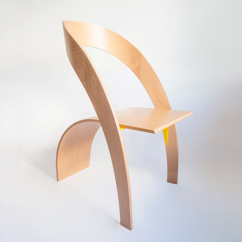 Counterpoise Plywood Chair With A Flowing Silhouette
