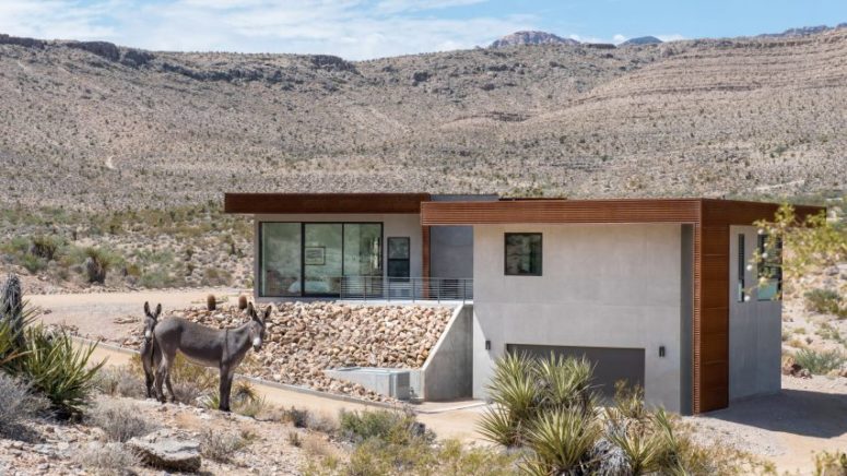 Low-Lying Concrete House In The Mojave Desert