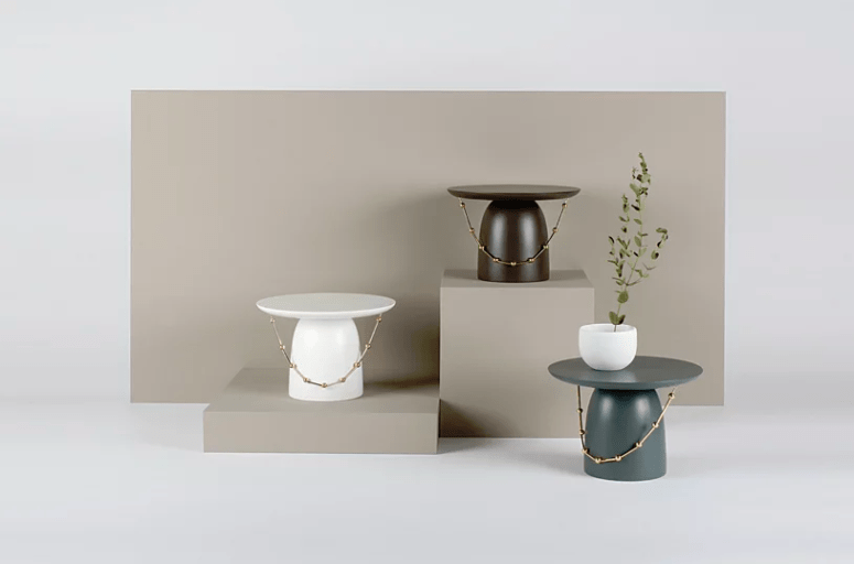 This side table collection is called Yang Ban and is inspired by traditional Korean hats and accessories