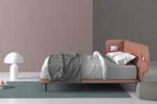 03 Each side of the upholstered headboard can be pivoted by the user and also features some storage space – comfy pockets