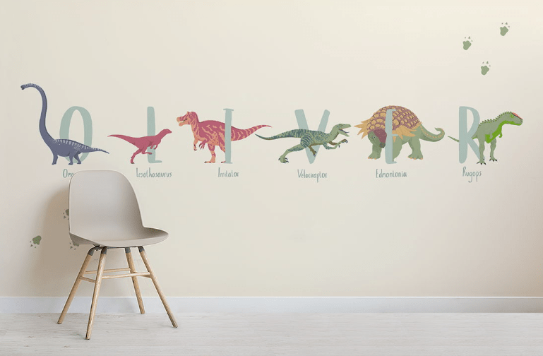 Watch your kids writing their names using dinosaurs' names