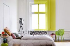 bedroom with a creative yellow touch