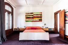 09 The guest bedroom is bright and colorful, in coral, plum, orange and green and it’s more private