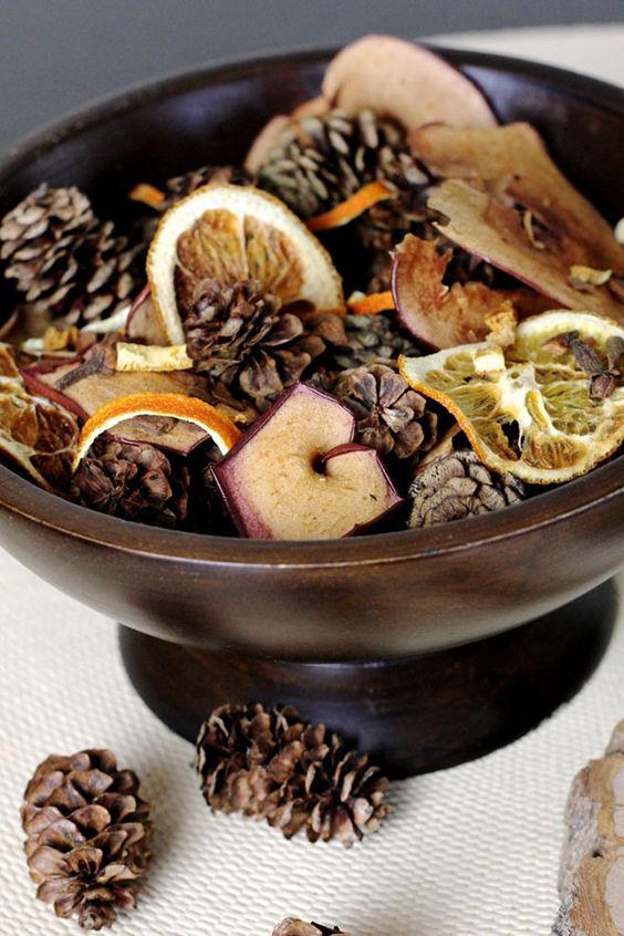 make your own fall potpourri in a bowl and display in your bedroom
