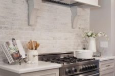 11 a whitewashed brick backsplash is a cool and chic idea to add texture to your kitchen