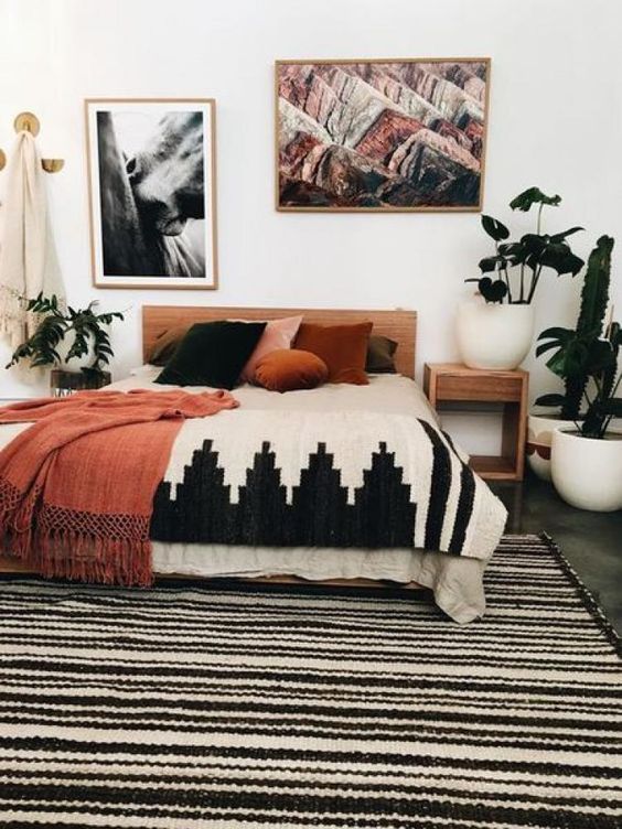 add a large warm rug and matching blankets plus velvet pillows, so you'll get a cool fall space