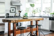 18 a contemporary space spruced up with a shabby rustic kitchen island that doubles as a dining table