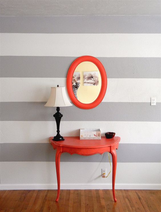 if you need a small or narrow console in your foyer, think of cutting a table in halves and painting it
