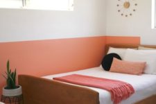 19 accent your sleeping zone with color blocking like here – a orange accent on the wall