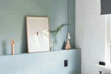 21 highlight your sleeping zone with a color block effect, paint just one headboard wall in some color, like here – muted green for a peaceful feel