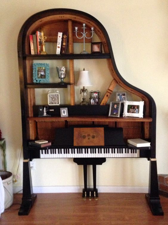 an amazing and bold storage piece made of an old piano is a chic idea to spruce up any space