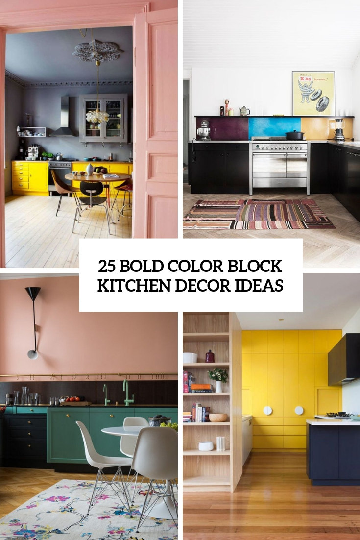 bold color block kitchen decor ideas