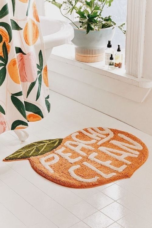 add a quirky touch to your bathroom with a funky bathroom mat