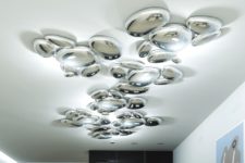 01 Skydro lamp resembles liquid Mercury glass or metal and is shaped as drops of various sizes