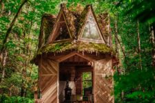 01 This tiny moss covered cabin looks like out of a fairytale, it’s fully built of wood and features many windows