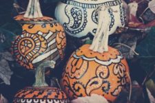 02 boho painted pumpkins can be used for decor both indoors and outdoors and look awesome