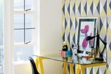 small and colorful home office design