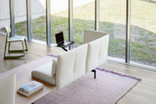 05 Soft Work can be transformed into diverse seating and working positions including pivoting tables and power sockets
