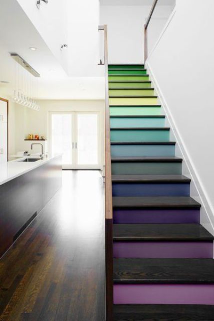 a whole rainbow of colors is what you need for an awesome and modern staircase look
