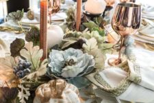 08 copper candles and copper glasses are a chic touch to any Thanksgiving tablescape to rock