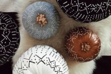 09 tribal pumpkins in black, white and rust decorated with a usual sharpie is a simple boho craft