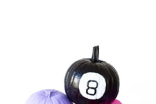 11 colorful and neon pumpkins with various decor and letters for a bright Halloween party