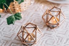 11 such geometric copper candle holders are a nice idea for any season and holiday, they never go out of style
