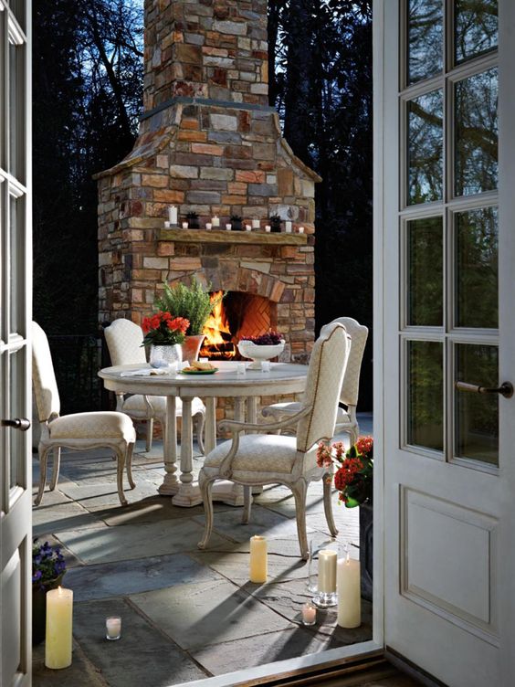 invite your guests to the patio with a hearth or a fireplace to make the ambience cozier