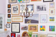 14 making your dining space bold with a bright and variative gallery wall like this one