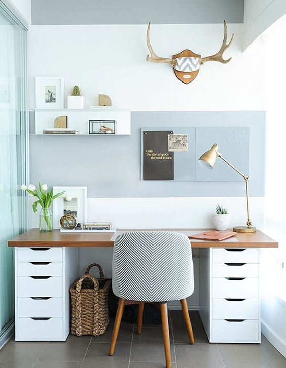 add a light color block effect with grey paint on the wall and take a matching chair