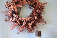 19 a copper eucalyptus wreath is a chic modern idea for fall and Thanksgiving and can be crafted easily