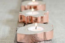 20 concrete and copper acorn candle holders with tealights are amazing for any kind of fall party