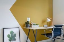 21 mustard and white geometric color blocking will make your home office quirky and bold