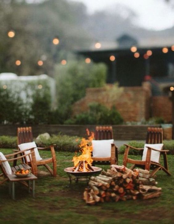 an outdoor firepit is also a good idea for lighting and warming up the space