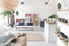 23 an open layout in Scandinavian style with various Nordic motifs and different boho chic prints