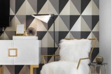 23 bright geometric wallpaper takes over the whole space here