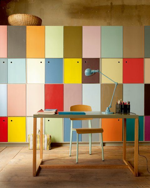 if you have a large storage unit with many drawers, go for color blocking to raise your mood every time you enter