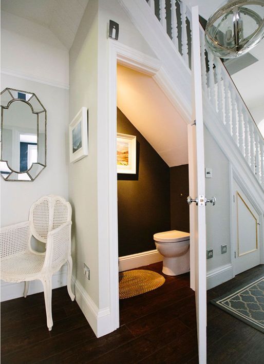 an under the stairs powder room - this space is exactly what you need to accommodate one