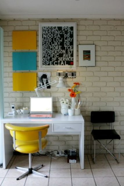 light color blocking in blue and yellow and a matching chair