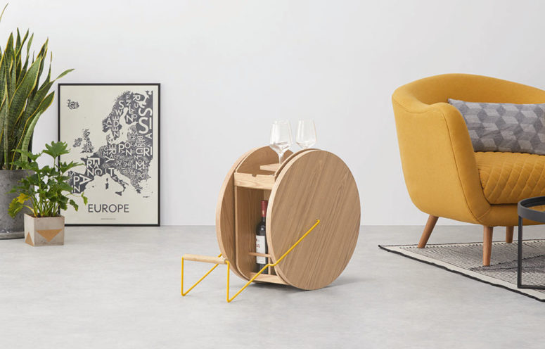 The ROWND drinks cabinet is a cool bar cart idea for a modern space, it's far from being usual