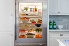 03 a glass door fridge is a cool idea for a contemporary space, though it needs more maintenance, it instantly adds a modern feel
