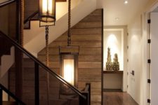 04 a modern rustic space with lots of dark stained wood in decor and white to make a contrast