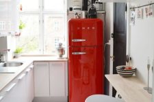 06 spruce up a neutral space with a bright red fridge from SMEG, such a fun idea