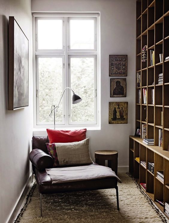 a task floor lamp and a window is a great idea to fill your nook with light