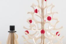 13 a laser cut plywood Christmas tree with colorful 3D paper ornaments is a cool table version