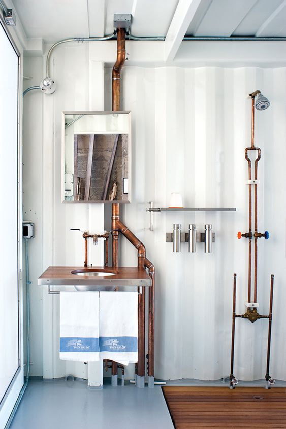 expose the pipework in the bathroom to make the space really cool and industrial-like