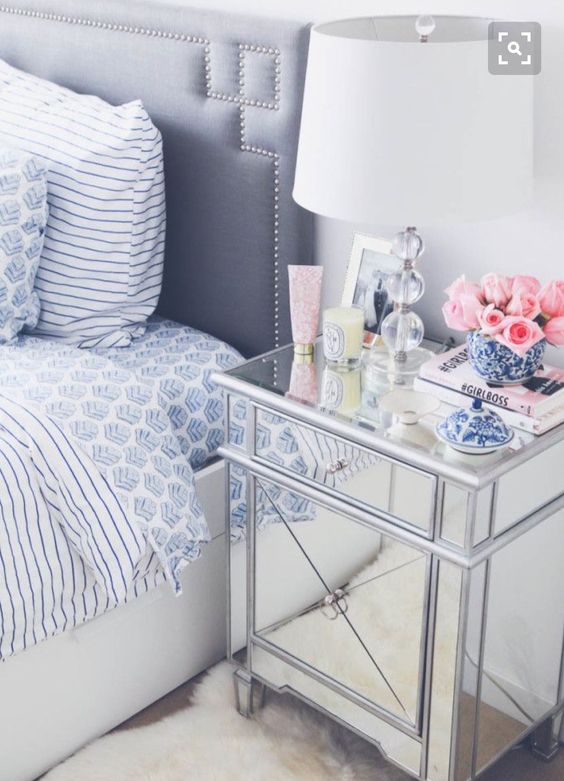 A mirror bedside table will make your space more glam like and more chic