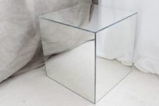 24 an ultra-minimalist mirror cube table with no edges or frames made of IKEA items completely