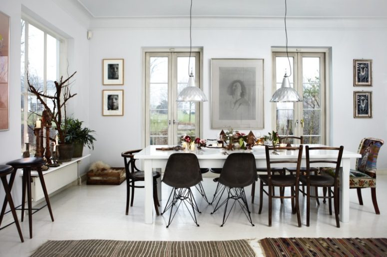 This cool Danish home is a traditional Scandinavian dwelling decorated for Christmas